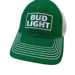 Bud Light Green & White Trucker Hat With Shamrock Patch